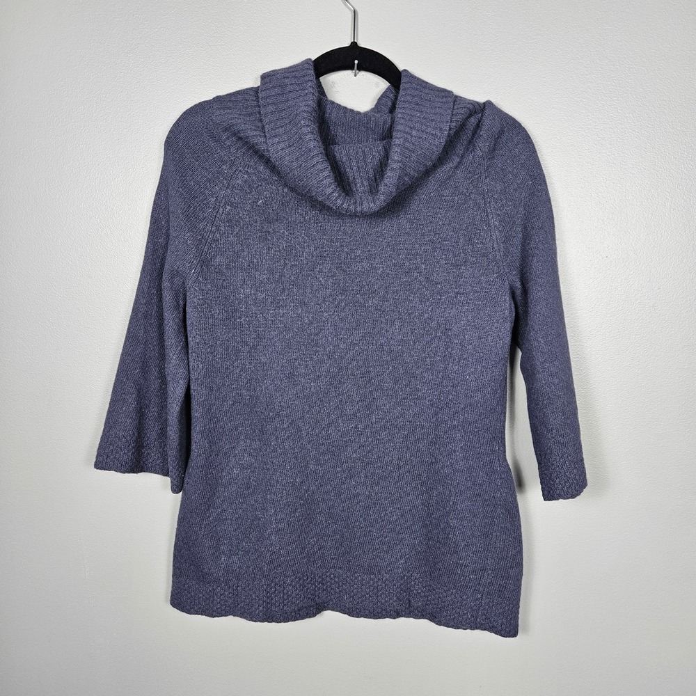 Marisa Christina Women L Sweater Cowl Neck Angora Wool Blend Soft Knit Blue